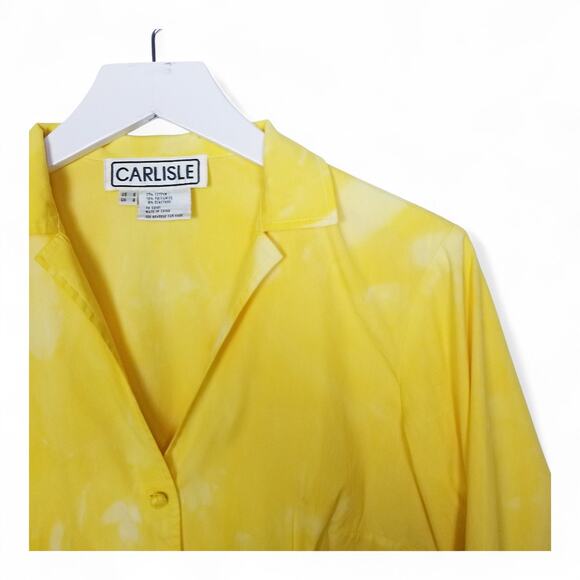 CARLISLE Tailored Ice-Dyed Eyelet Yellow Shirt - Size 6 - Picture 2 of 7